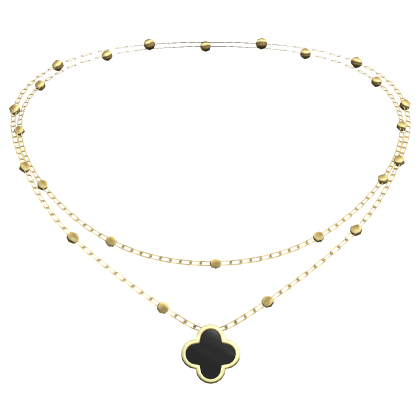Clover Pendant Necklace Gold Black thumbnail