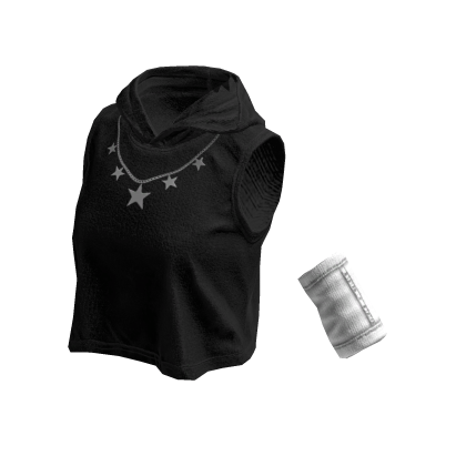 Sleeveless Stylish Hoodie (Black White)