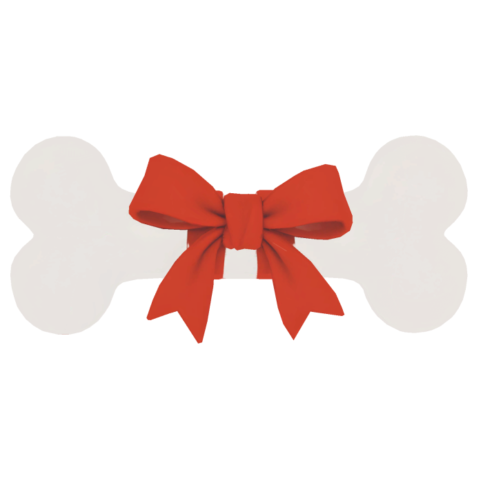 Glossy Dog Bone with Red Bow