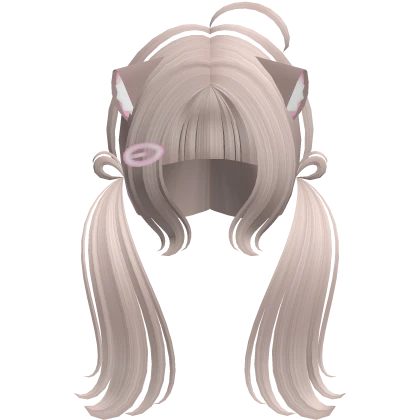 Cute Kitty Pigtails w/ Ears And Clip (FREE) Roblox item render
