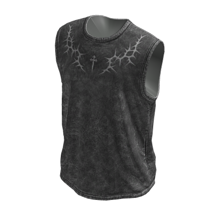Grey Distressed Sleeveless  Shirt