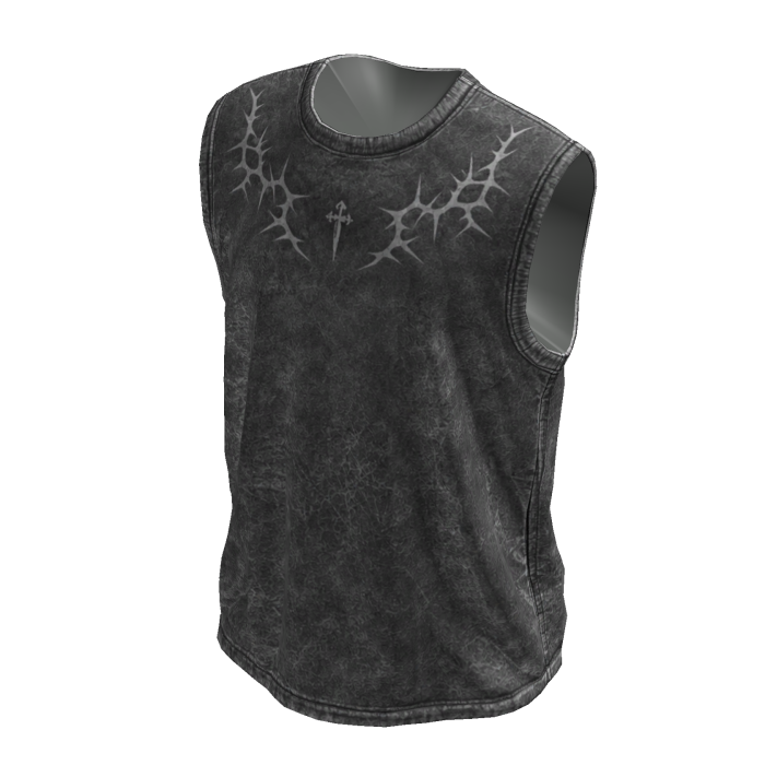 Grey Distressed Sleeveless  Shirt