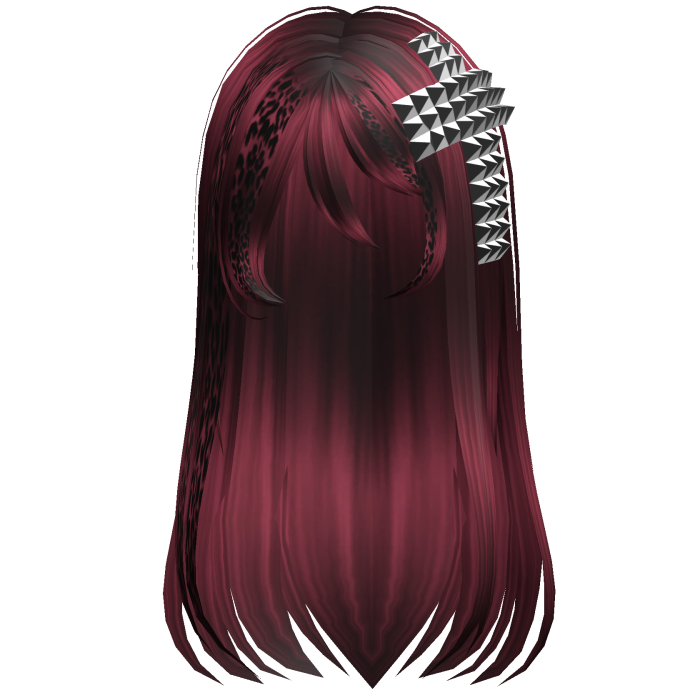 emo scene long hair w cross burgundy leopard