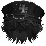 Messy Boy Hair w Goth Hat(Black)