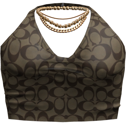 Designer Brown Halter Top w/ Necklace Bundie 3.0