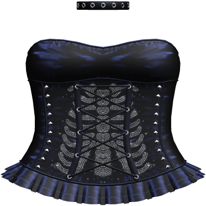 Emo Rhinestone Skeleton Dress in Blue