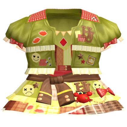 Igari Green Cute Decora Kidcore Colorful Dress
