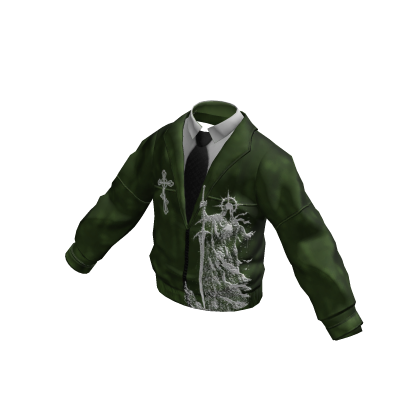Green Y2K Angel Graphic Jacket w/ Tie