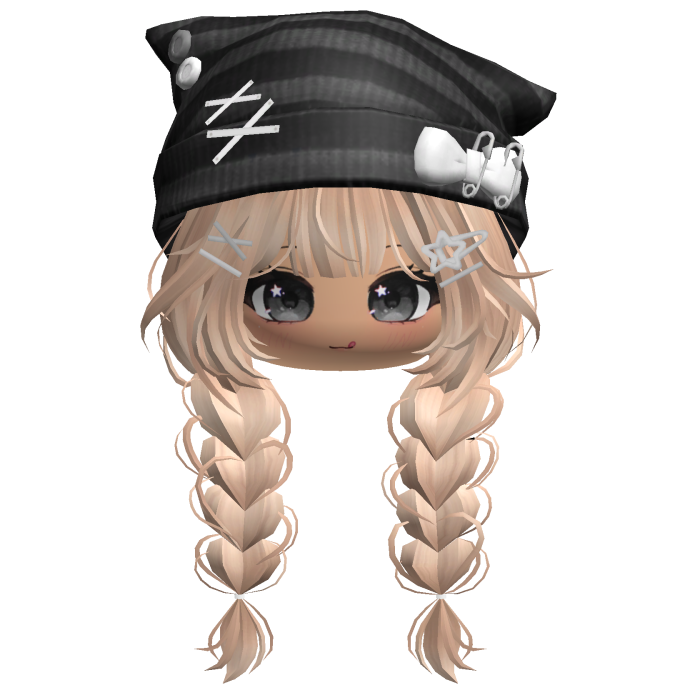 🍀Cute Girl Braided w/Cat Beanie(Blonde&Black)