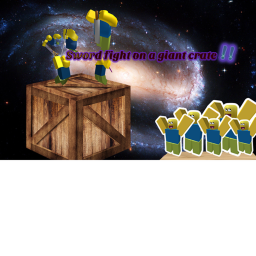 Sword fighting on a giant crate!