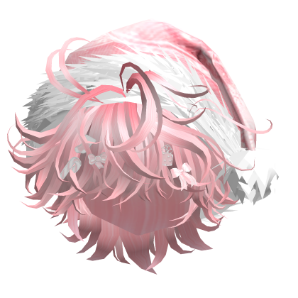 Messy Hair w/Christmas Santa Hat (Pink)