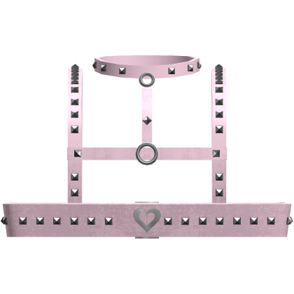 Pink emo studded heart strap top