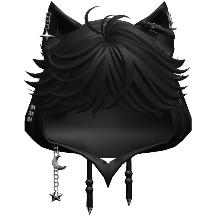 Cute Black hair with a Y2K anime cat hood