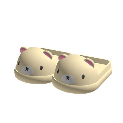 Beige Kawaii Kitty Slippers