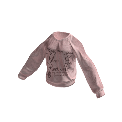 💜 Lettering Vintage Rock Graphic Sweater_Pink