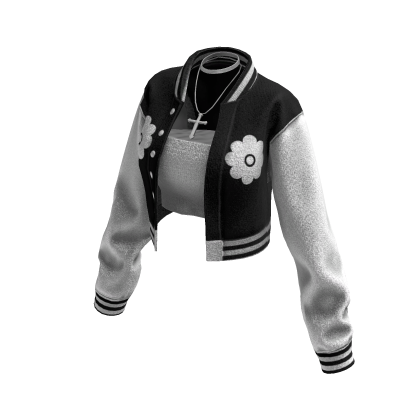 Cropped Bomber Jacket (Black White)