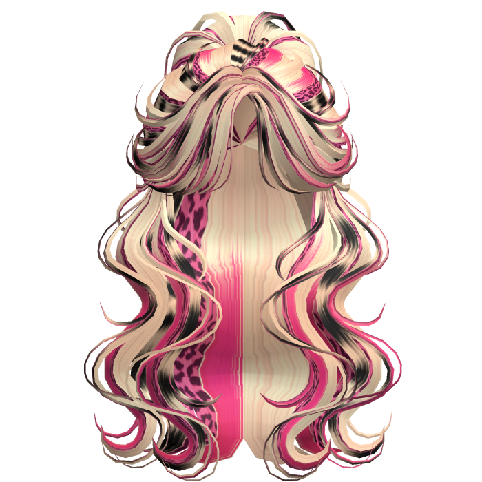 Crimped Wavy Empress Ponytail Pink&Blonde