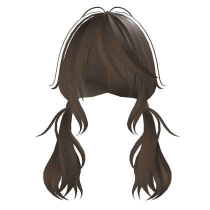 brown fluffy grunge emo kawaii messy pigtails  Roblox item