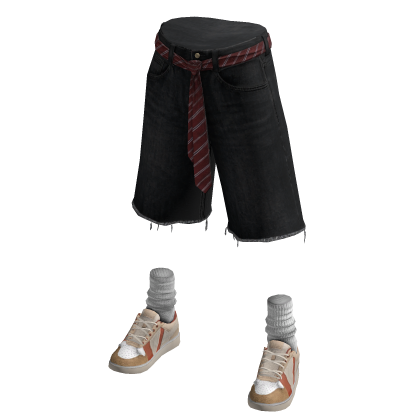 Tie Belt Jorts w/ Tan Sneakers (Black)
