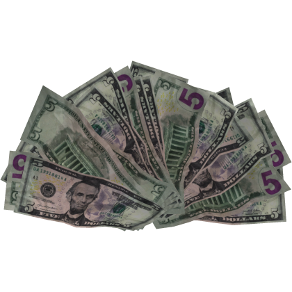 Five Dollar Bills Money Spread