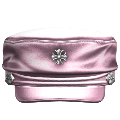 Pink Y2k Cross Emo Punk Leather Beret Hat