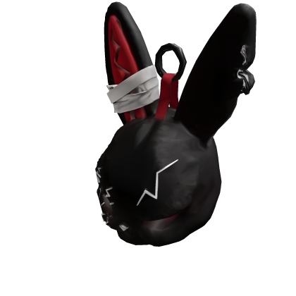 Plush Angry Bunny Keychain Black/Red