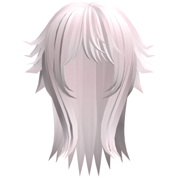 cute messy long moe hair with tufts in pastel pink