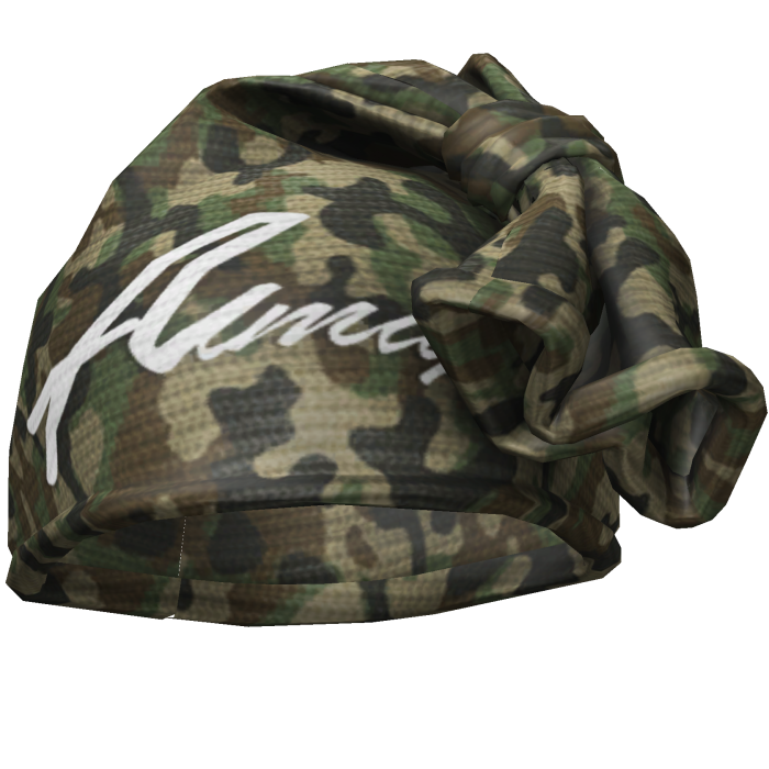 Green Camouflage & White Knotted Wrap Cap Beanie