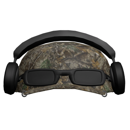 y2k chrome camo hat w/ sunglasses & headphones Roblox item