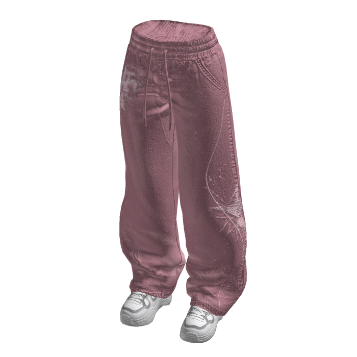 Baggy Pants with Abstract Graphics (Pink)