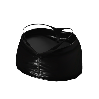 Black Latex Unzipped Whale Tail Mini Skirt