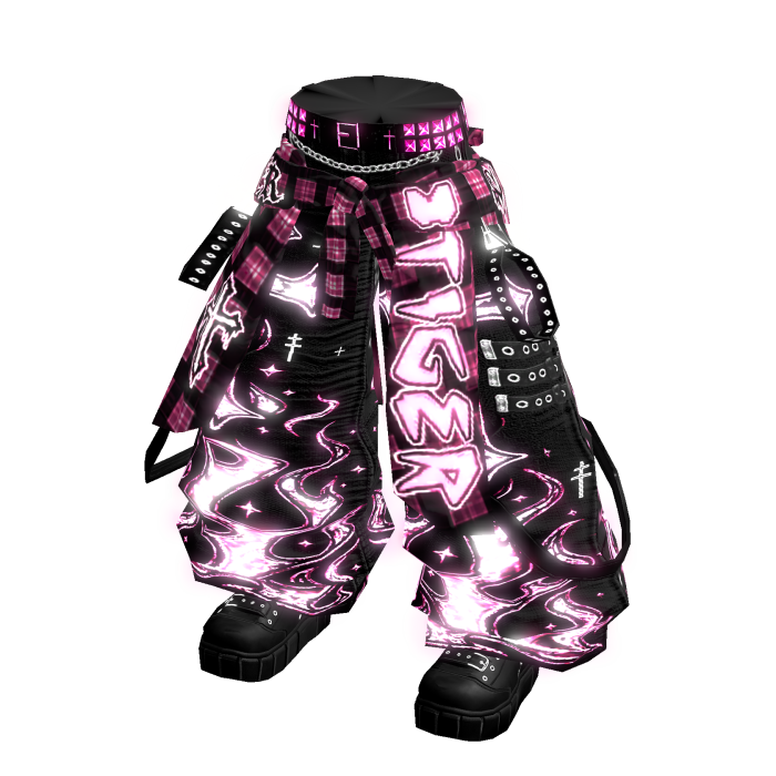 🔆 Pink and Black Cyber Baggy Jeans [Emissive]