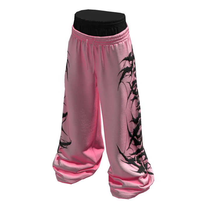 Sagging Pink Black Y2K Svddenly Print Sweatpants