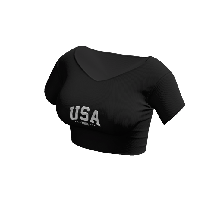 Black USA Crop Top