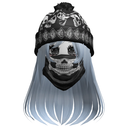 cute moe girl with emo skull beanie + mask