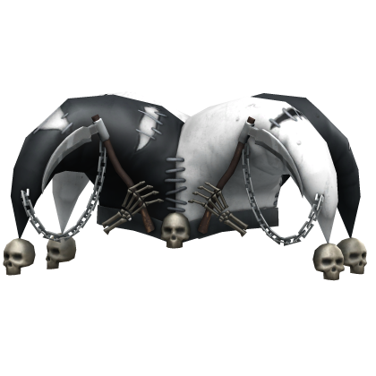 White and Black Chained Skull Jester Hat thumbnail