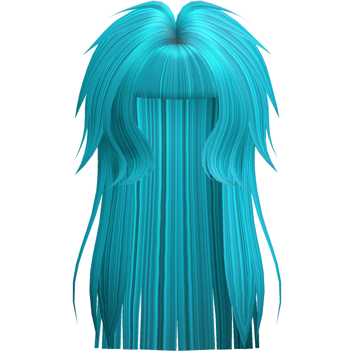 Long Emo Cyan Messy Shaggy Hime Hair