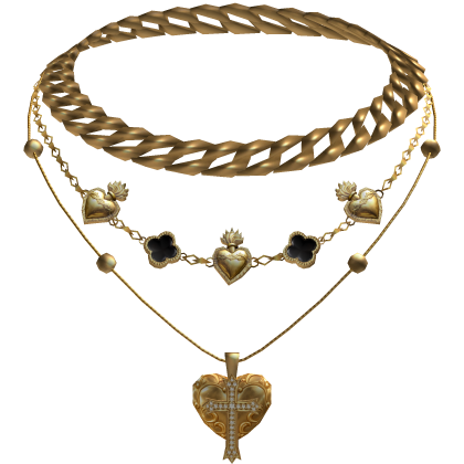 Chunky Black Clover Cuban Jesus Cross Layered Set