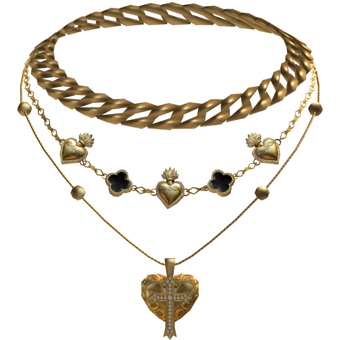 Chunky Black Clover Cuban Jesus Cross Layered Set