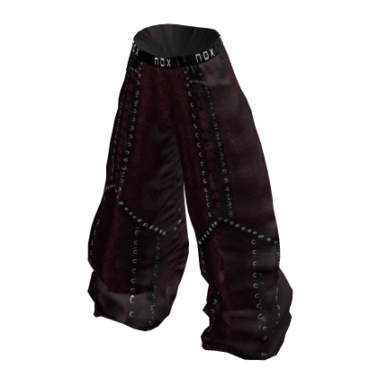 NOX – Y2K BLACK TRIBAL FLAME WHITE RED BAGGY PANTS | Roblox Item
