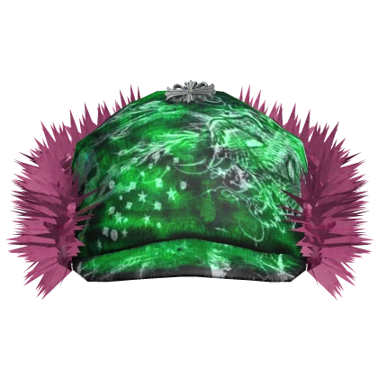 Grunge Green Pink Goth Yabujin Y2K Evade Fur Hat | Roblox Item