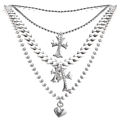 [4.0 Boy] Chrome Cross Layered Silver Necklace