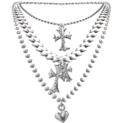 Chrome Cross Layered Silver Necklace