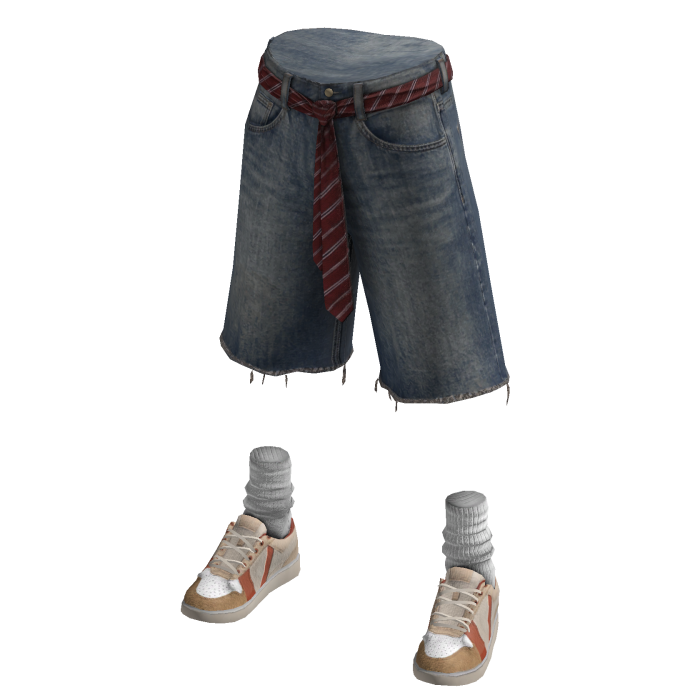 Tie Belt Jorts w/ Tan Sneakers (Light Blue)