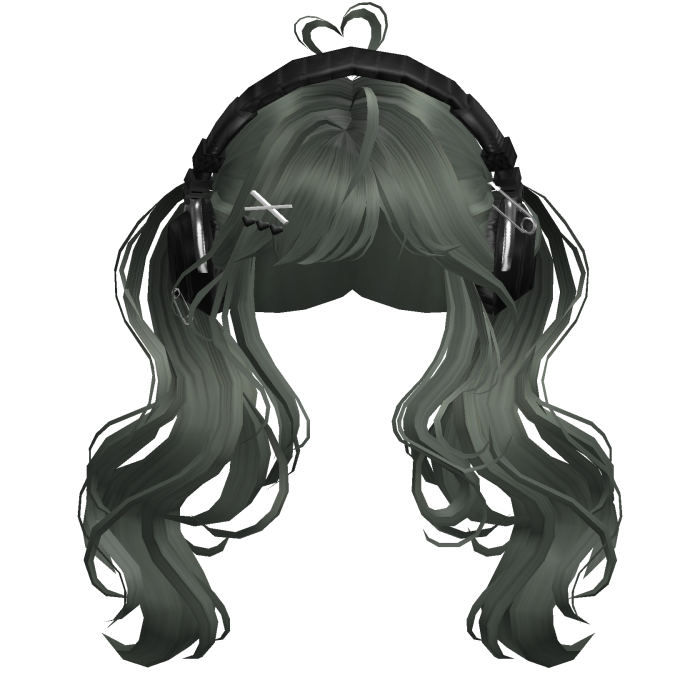 Cute Wavy Pigtails w/Headphonnes (Green)
