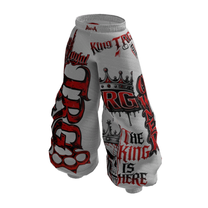 Baggy Pants White & Red Y2K Staff TRG thumbnail