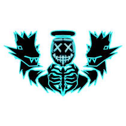Cartoony Cyan Halo Mask Skull Dragon Combo Roblox item