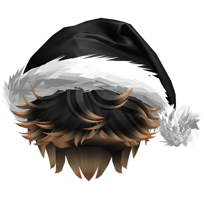 Messy Fluffy Black and Ornage Hair a Santa Hat Y2k