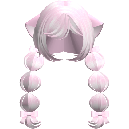 ୨ৎ Cute Pink Neko Kawaii Braids W Bows  Roblox item