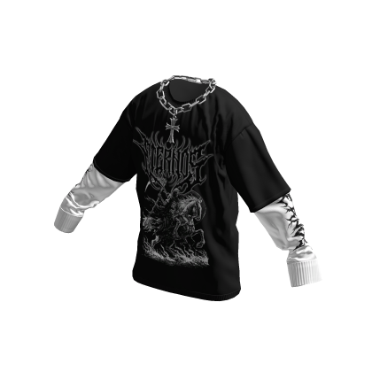 Eternos Graphic Layered Shirt w/ Cross Chain thumbnail